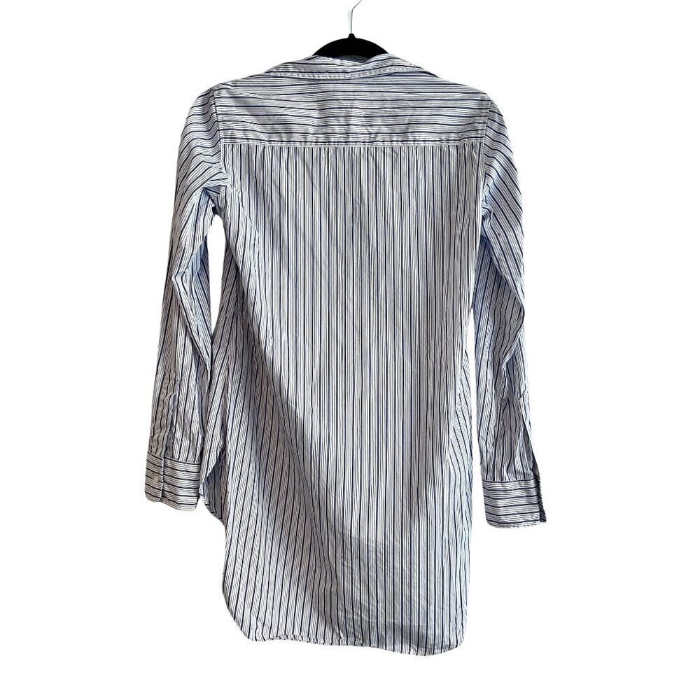 Frank & Eileen Grayson Navy Blue Stripe Cotton Button Down Shirt XS - Picture 3 of 11